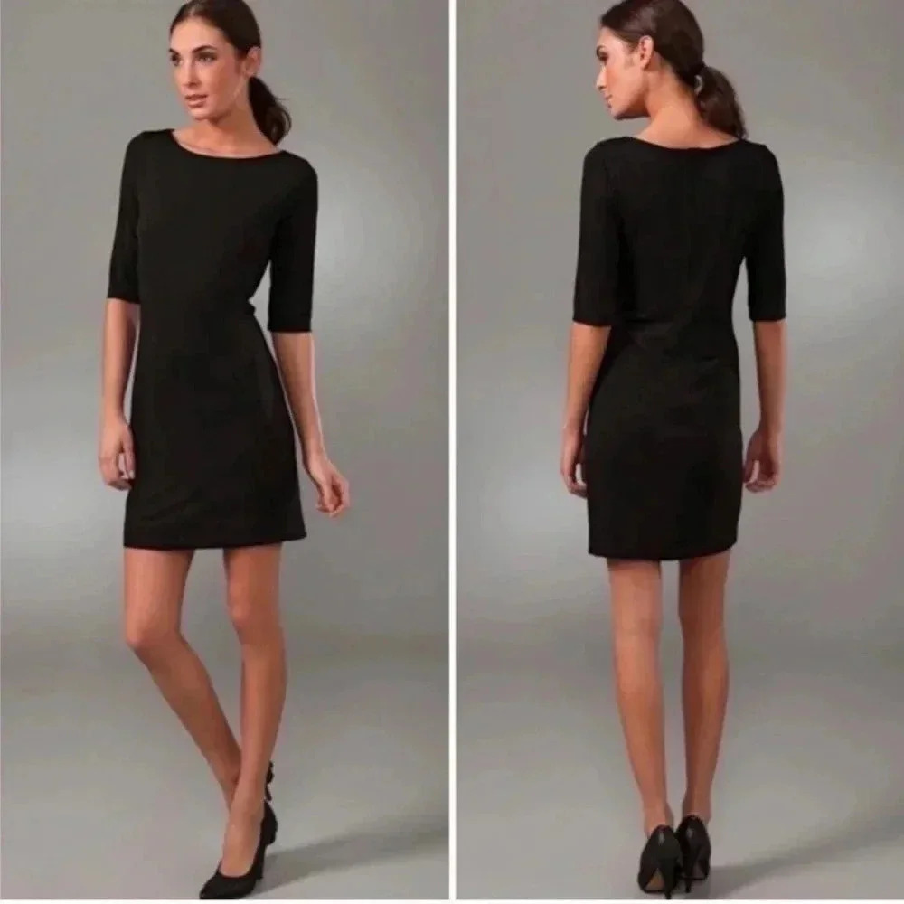 Vince Tuckernuck Black Elbow Sleeve Viscose Dress Size Small